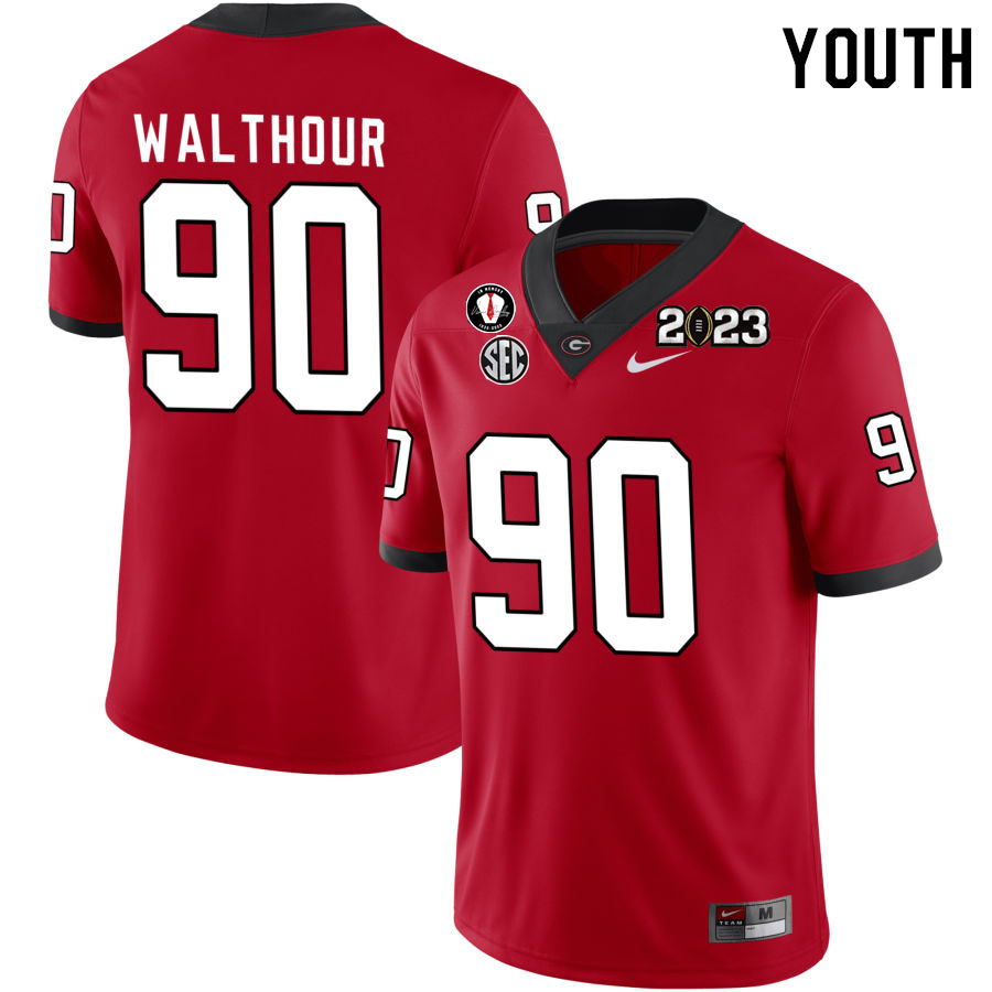 Youth #90 Tramel Walthour Georgia Bulldogs 2022-23 CTP National Championship Football Jerseys - Click Image to Close